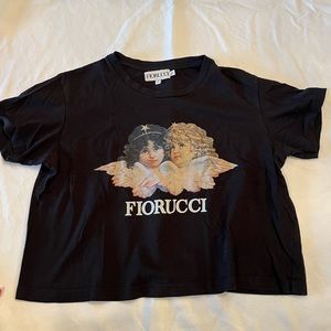 FIORUCCI BLACK ANGEL BABY TEE CROPPED TSHIRT SIZE SMALL
